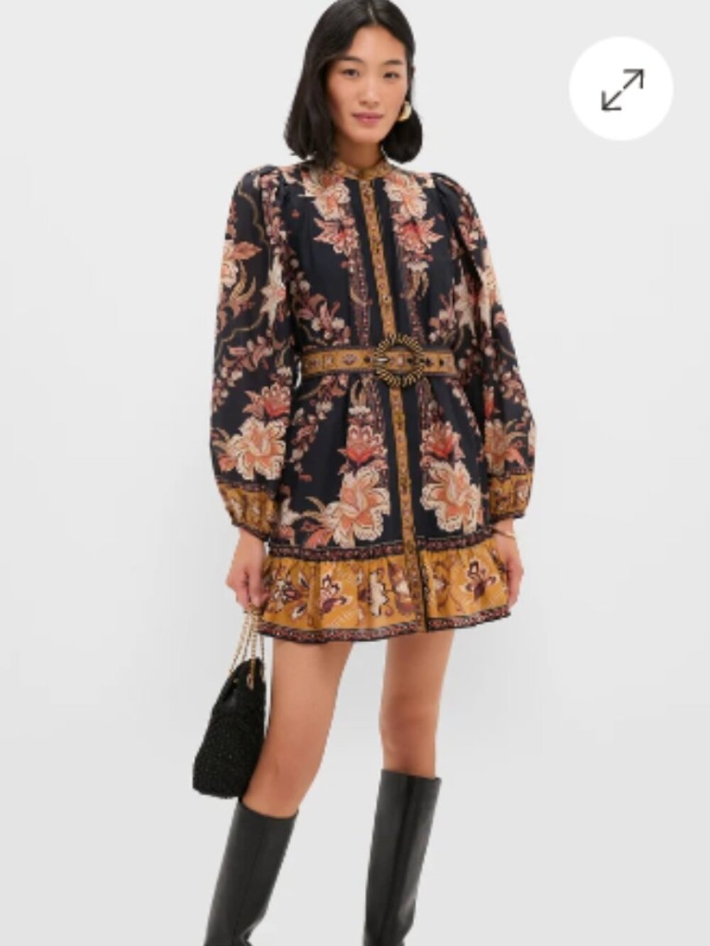 Farm Rio Majestic Garden Black Mini Dress